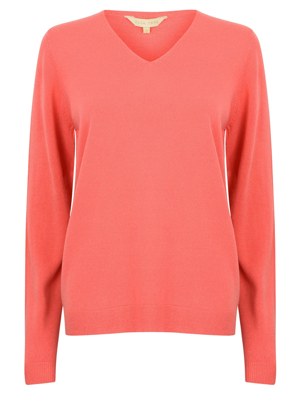 Scully2 V Neck Knit Jumper In Tea Rose - Plum Tree