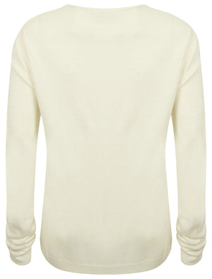 Scully V Neck Jumper in Clean Cream - Plum Tree