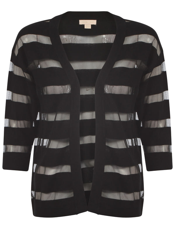 Plum Tree Taylor black sheer striped cardigan