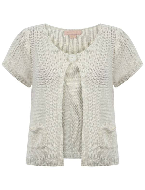 Plum Tree Venus white short sleeved cardigan