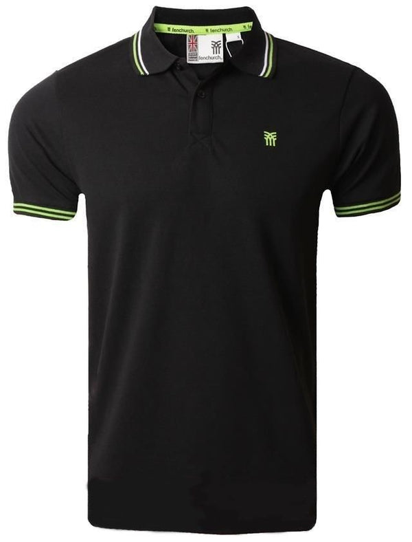 Fenchurch Blackwall tipped black polo shirt