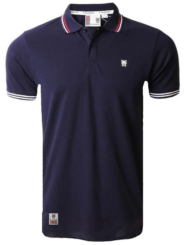 Fenchurch Blackwall tipped navy blue polo shirt