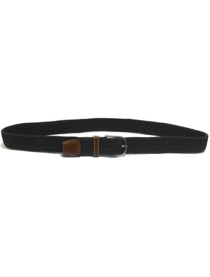 Quinn Textured Woven and Leather Belt in Black / Brown