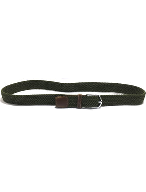 Quinn Textured Woven and Leather Belt in Khaki