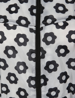 Ella Pac A Mac Lightweight Jacket in Black / White Daisy Print