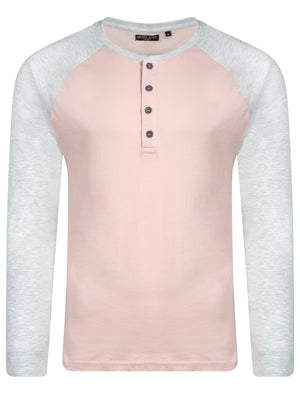 Rasmus Henley Long Sleeve Top in Pink / Ecru Marl