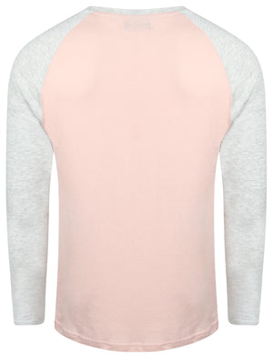 Rasmus Henley Long Sleeve Top in Pink / Ecru Marl