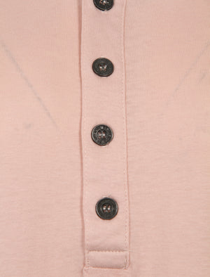 Rasmus Henley Long Sleeve Top in Pink / Ecru Marl