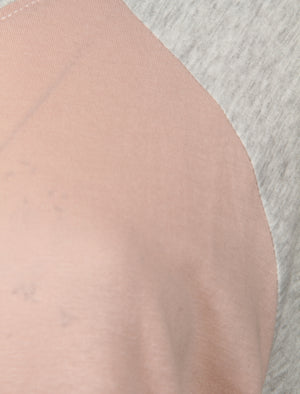Rasmus Henley Long Sleeve Top in Pink / Ecru Marl