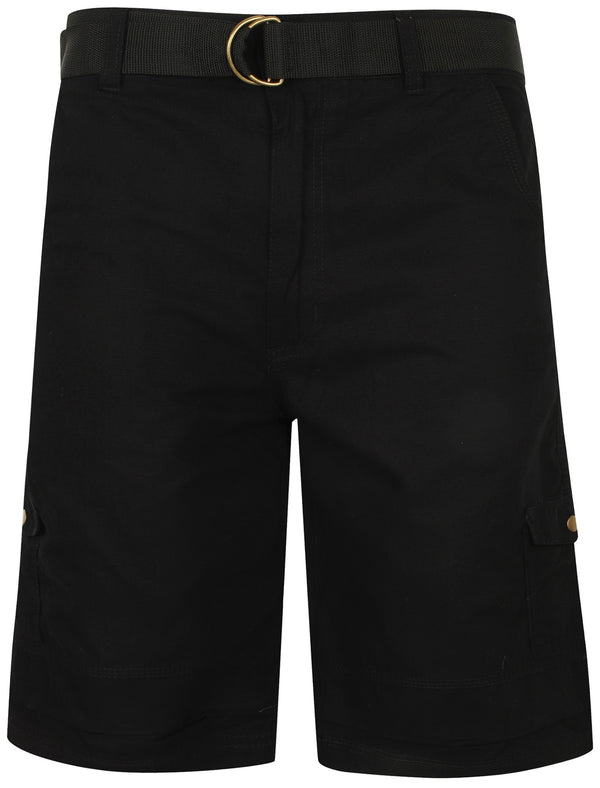 Juno Ripstop Cotton Cargo Shorts with Belt In Black