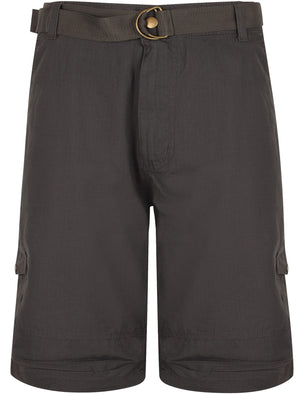 Juno Ripstop Cotton Cargo Shorts with Belt In Dark Grey