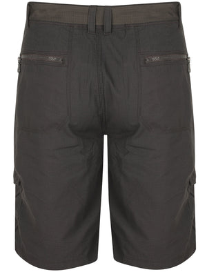 Juno Ripstop Cotton Cargo Shorts with Belt In Dark Grey