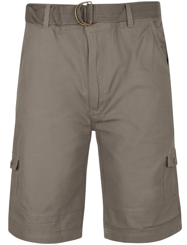 Juno Ripstop Cotton Cargo Shorts with Belt In Light Grey
