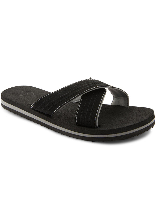Reuben Crossover Flip Flop Sandals in Black / Grey - Dunlop