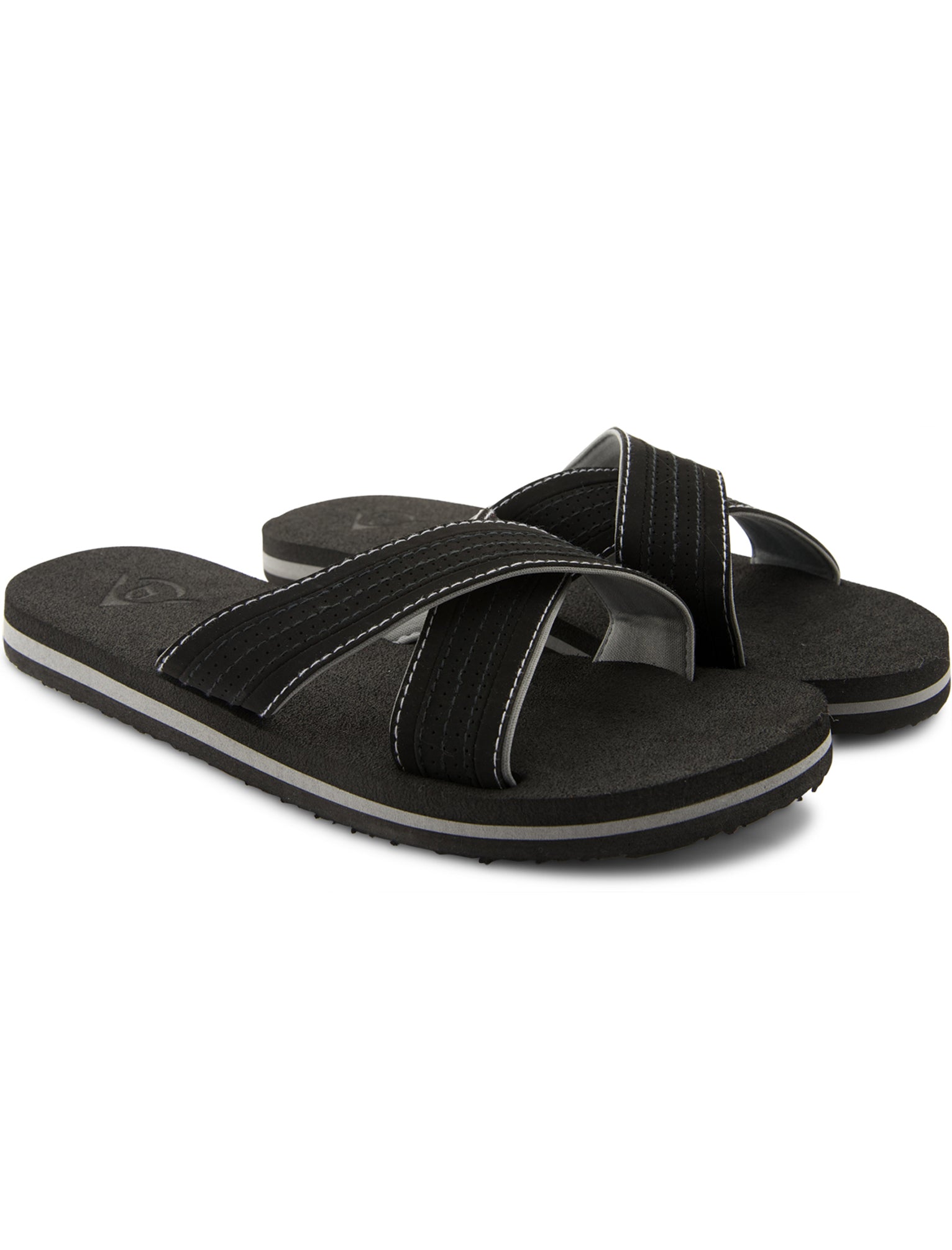 Reuben Crossover Flip Flop Sandals in Black Grey Dunlop Tokyo Laundry