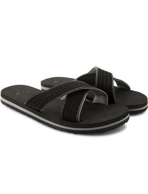Reuben Crossover Flip Flop Sandals in Black Grey Dunlop Tokyo Laundry