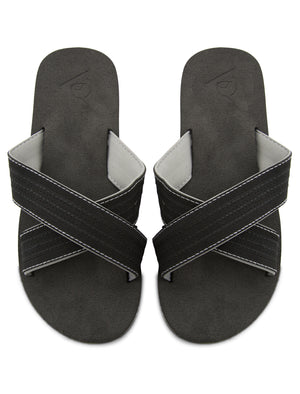 Reuben Crossover Flip Flop Sandals in Black Grey Dunlop Tokyo Laundry