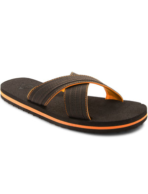 Reuben Crossover Flip Flop Sandals in Brown / Orange  - Dunlop