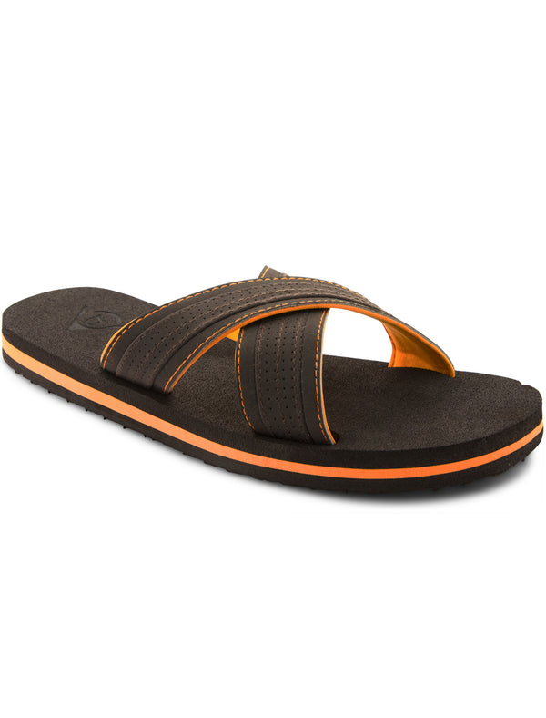 Reuben Crossover Flip Flop Sandals in Brown / Orange  - Dunlop