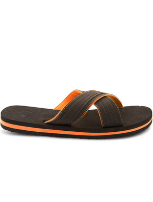Reuben Crossover Flip Flop Sandals in Brown / Orange  - Dunlop