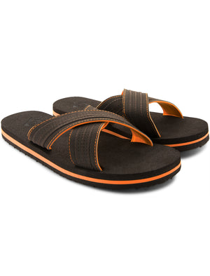 Reuben Crossover Flip Flop Sandals in Brown / Orange  - Dunlop