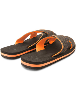 Reuben Crossover Flip Flop Sandals in Brown / Orange  - Dunlop