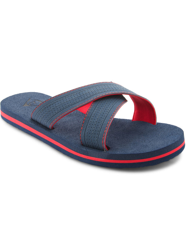 Reuben Crossover Flip Flop Sandals in Navy / Red  - Dunlop