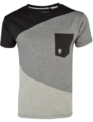 Mens Rocco Colour Block T-Shirt with Pocket in Black