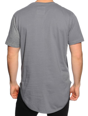 Mens Rocco Colour Block T-Shirt with Pocket in Charcoal / Navy