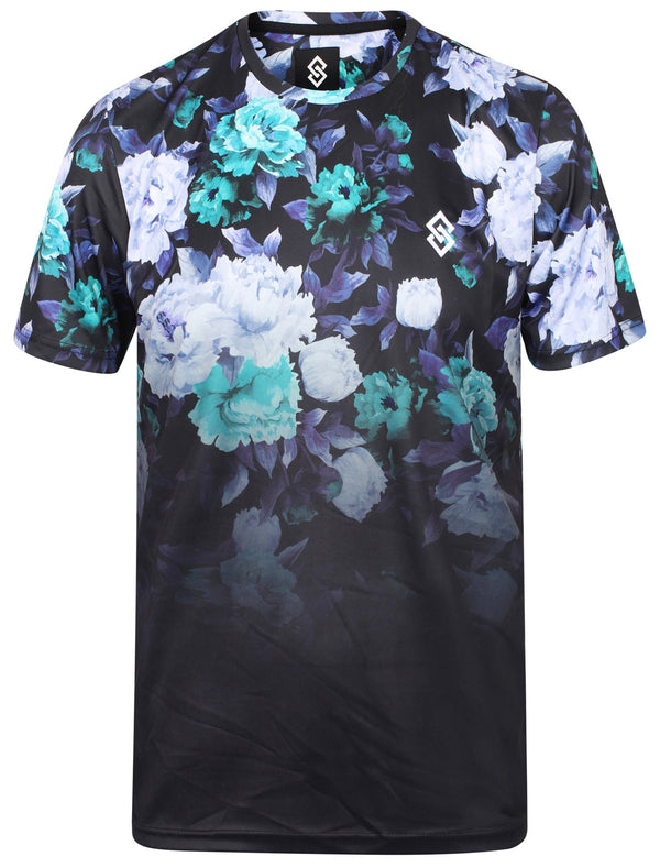 St Darker Floral Print Crew Neck T-Shirt In Black - Saint & Sinner