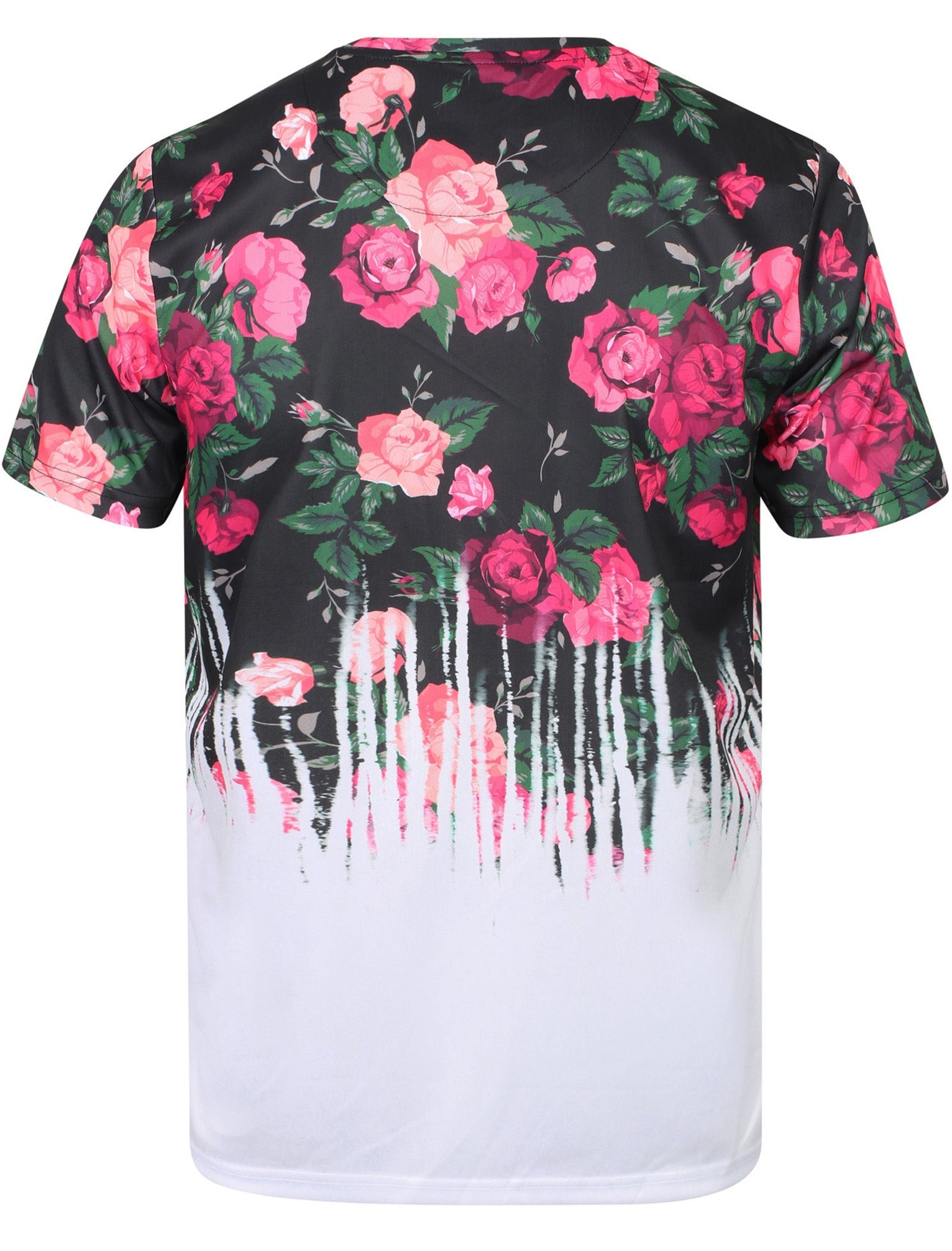 St Drip Rose Sublimation Print Crew Neck T-Shirt In White