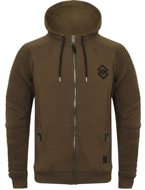 St Angus Ribbed Panel Zip Through Hoodie in Grape Leaf - Saint & Sinner