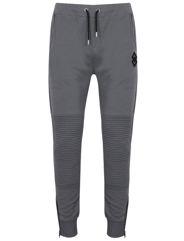 St Baglan Panelled Zip Up Cuffed Joggers in Greyward - Saint & Sinner