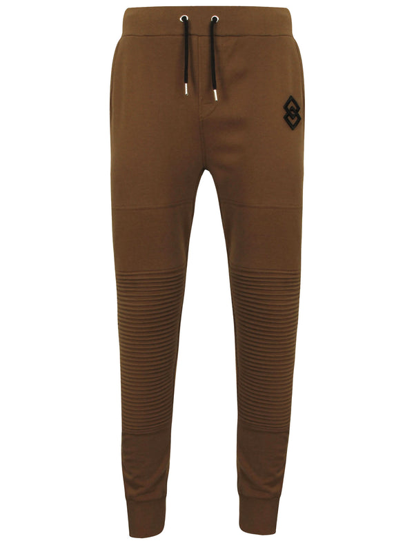 St Baglan Panelled Zip Up Cuffed Joggers in Teak - Saint & Sinner