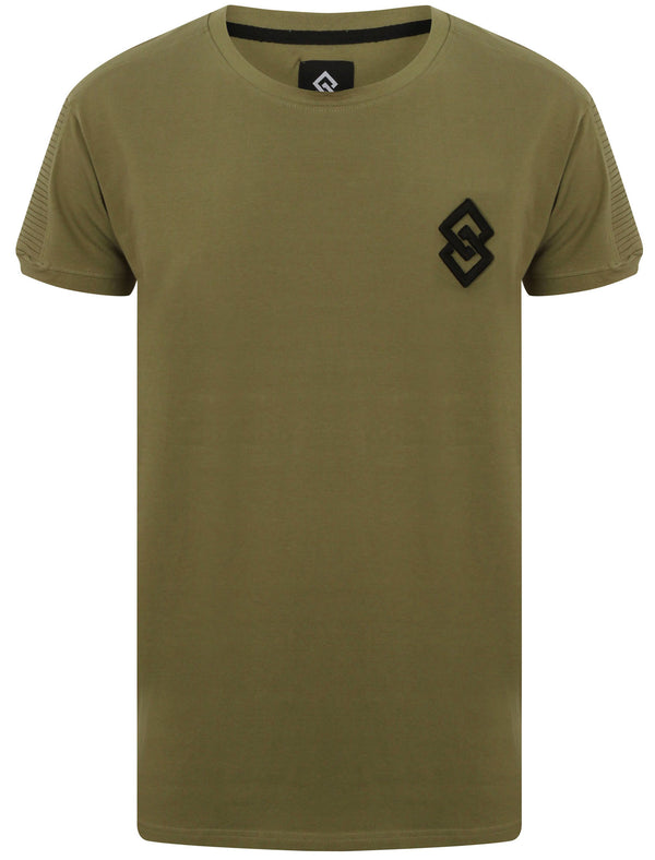 St Berno Longline T-Shirt with Sleeve Panels in Deep Litchen - Saint & Sinner