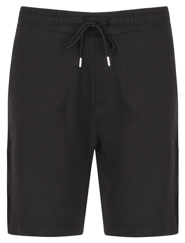 St Harison Jogger Shorts with Rose Embroidery In Black - Saint & Sinner