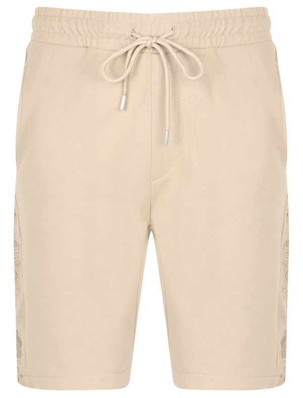St Harison Jogger Shorts with Rose Embroidery In Sand - Saint & Sinner