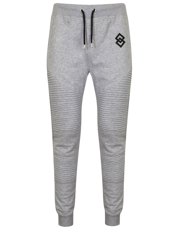 St Padre Ribbed Panel Cuffed Joggers in Light Grey Marl - Saint & Sinner