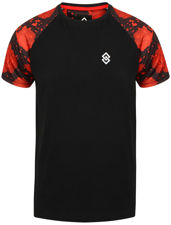 St Thorny Rose Print Raglan Sleeve Cotton T-Shirt In Black - Saint & Sinner