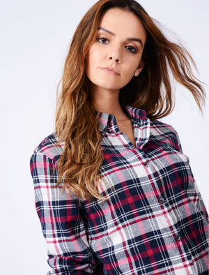 TL Sarra Checked Flannel Shirt in Red Check - Tokyo Laundry