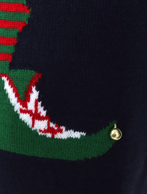 Chill Out Elf Motif Novelty Christmas Jumper in Ink - Season’s Greetings