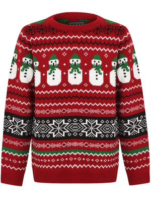 Boys Snow Paper Novelty Christmas Jumper In Red Season s Greetings K Tokyo Laundry