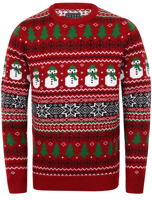 Snow Paper Novelty Christmas Jumper In Christmas Red - Season's Greetings
