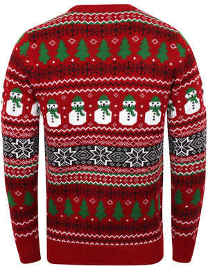 Snow Paper Novelty Christmas Jumper In Christmas Red - Season's Greetings