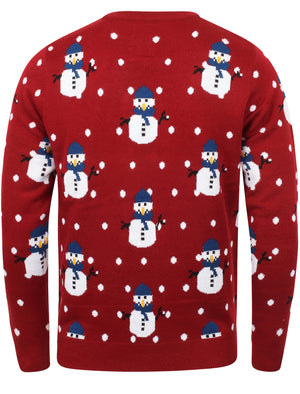 Snowball Novelty Christmas Jumper In Christmas Red - Season's Greetings