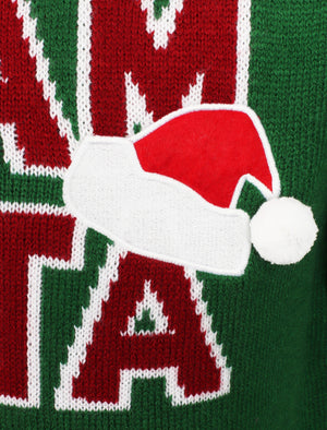 Team Santa Novelty Christmas Jumper In Green - Season's Greetings