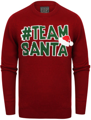 Team Santa Novelty Christmas Jumper In Red - Season's Greetings