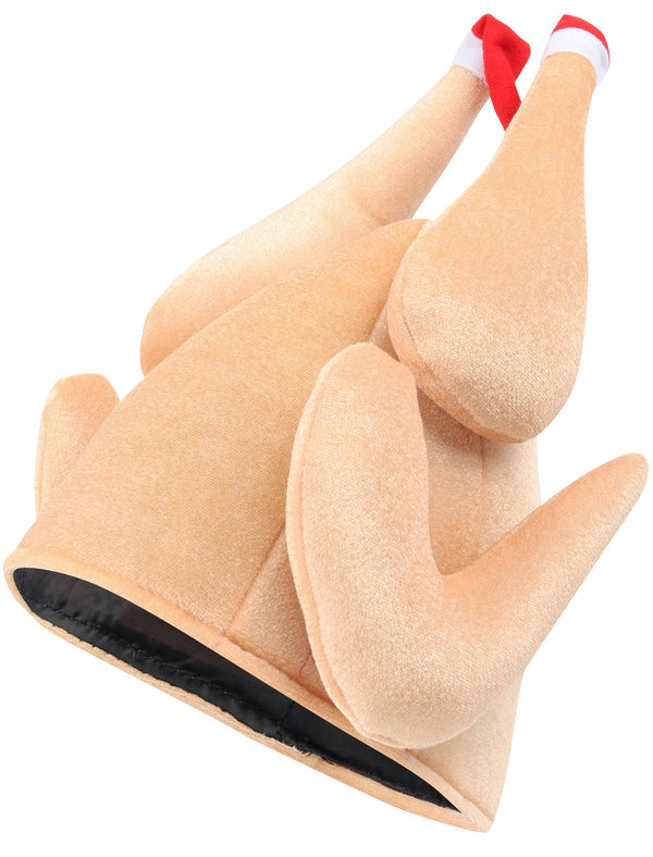 Trevor Christmas Novelty Stuffed Roast Turkey Hat in Camel - Season’s Greetings
