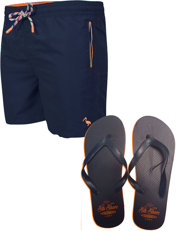 Clarion Swim Shorts with Free Matching Flip Flops in Midnight - South Shore