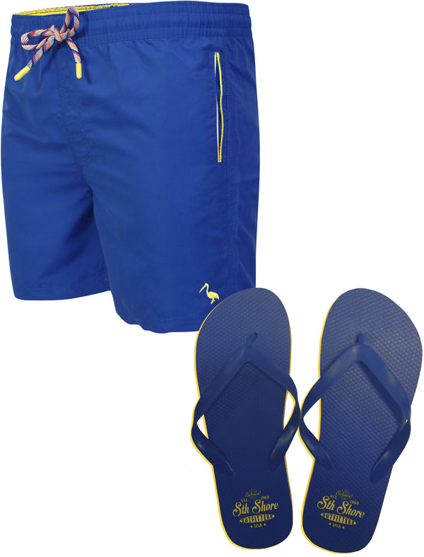 Clarion Swim Shorts with Free Matching Flip Flops in Ocean Blue - South Shore